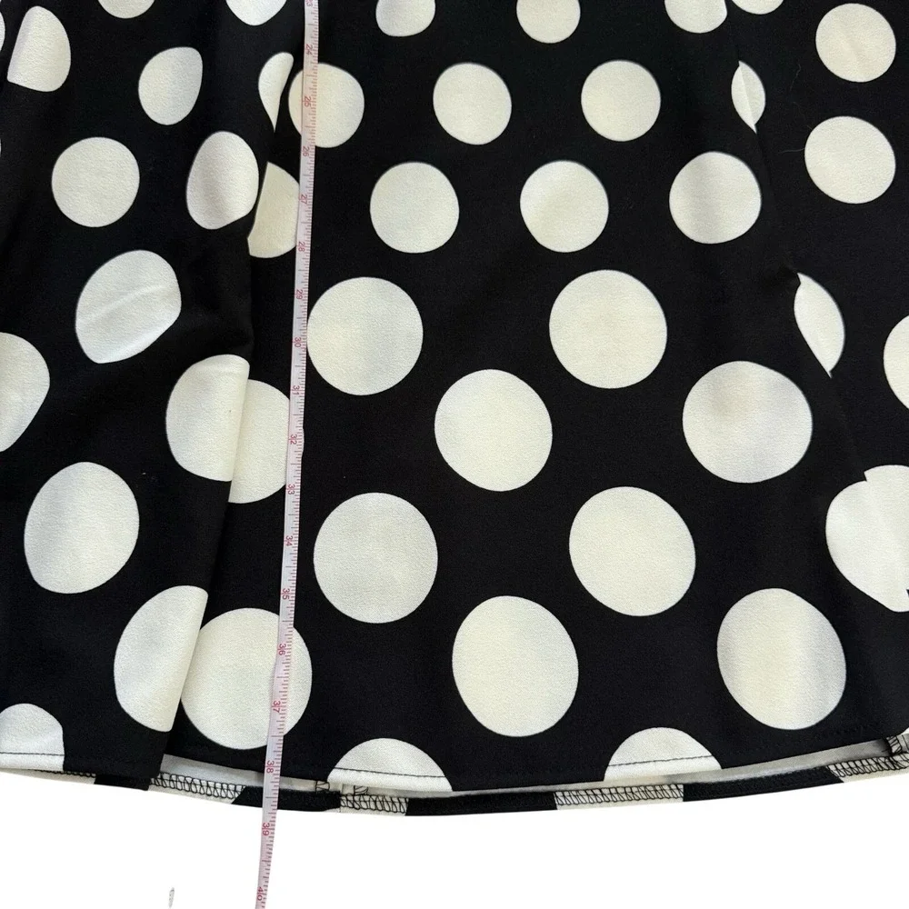 London Times Women's Size 10 Black & White Polka Dot Fit & Flare Dress